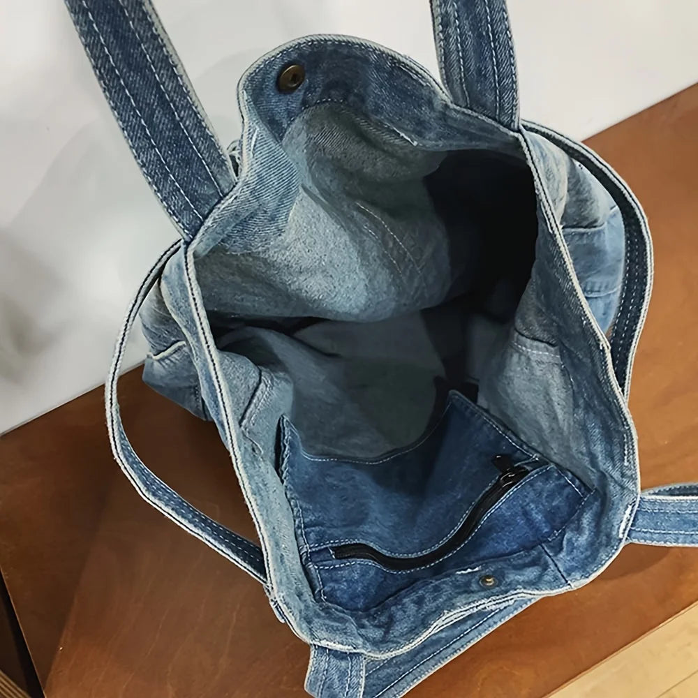 Bolso de Mano Vaquero de Gran Capacidad para Mujer