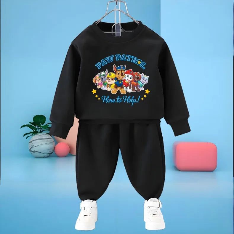 PAW Patrol-Conjunto de sudaderas con capucha para niños, Jersey informal y pantalón de chándal, traje de dos piezas, chándal deportivo para niño, primavera y otoño