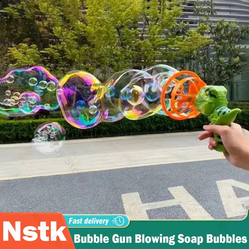 Pistola de Burbujas Automática Dinosaurio para Niños Exterior