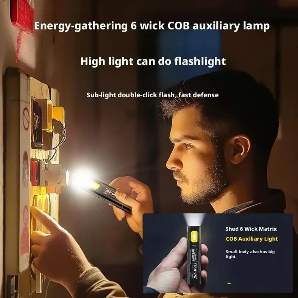Linterna LED COB Recargable USB con Imán y Llavero - 5 Modos