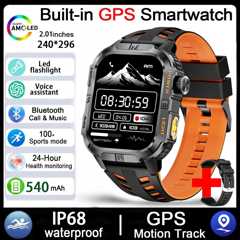 Reloj Inteligente Militar con GPS, LED, Brújula e IP68