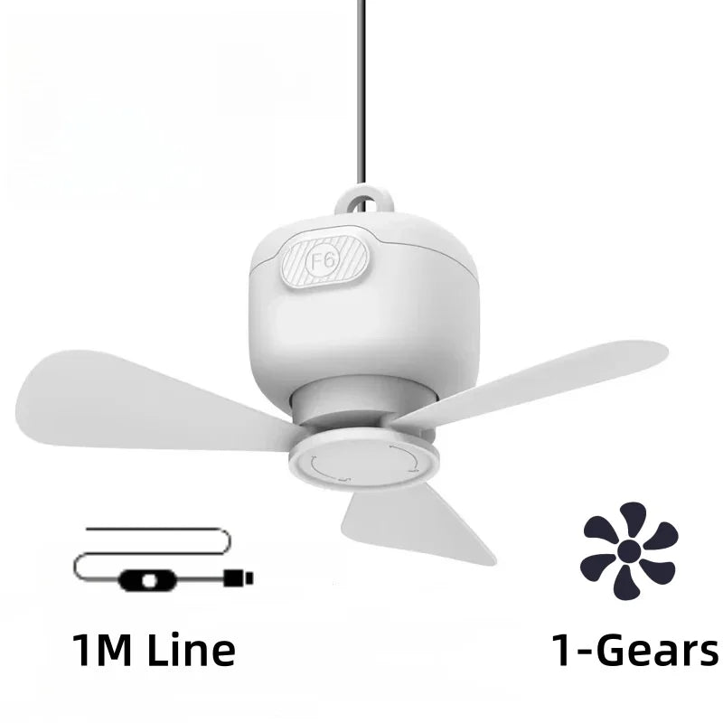 Ventilador de techo USB con 3 velocidades, ventilador de 3 metros con hoja desmontable, portátil, silencioso, refrigeración interior, exterior, tienda de campaña, Control de línea