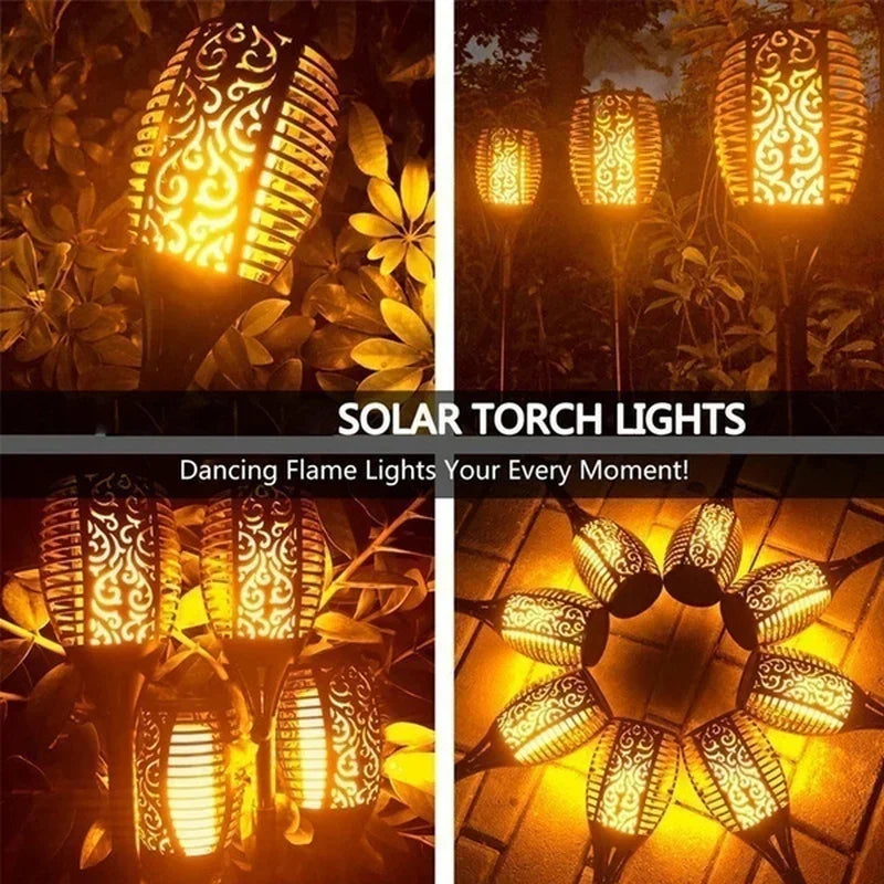1/2/4/6/8/10 Uds. Luces de antorcha de llama Solar luz parpadeante decoración de jardín impermeable camino de césped al aire libre Patio lámparas de pie