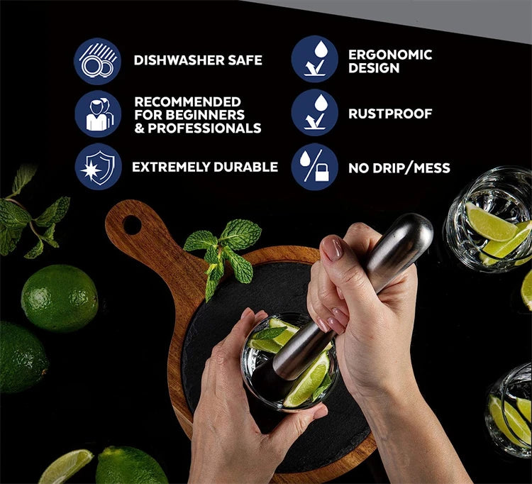 Muddler de Cóctel Acero Inoxidable con Cuchara