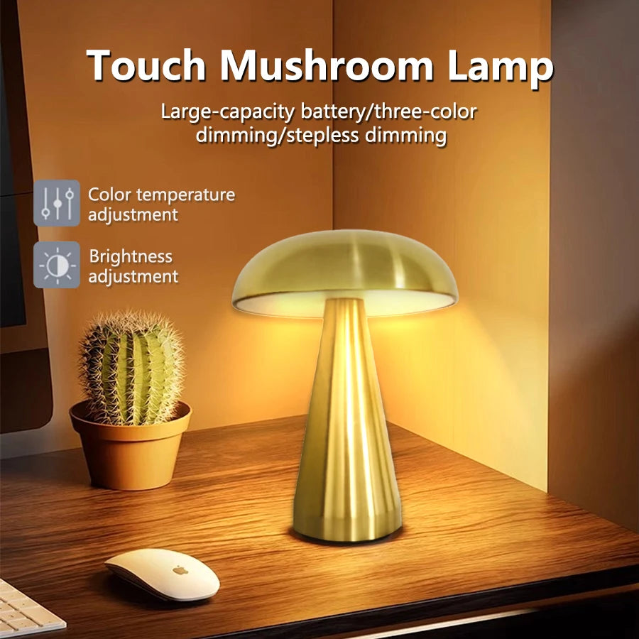Lámpara LED Retro con Forma de Seta y Sensor Táctil