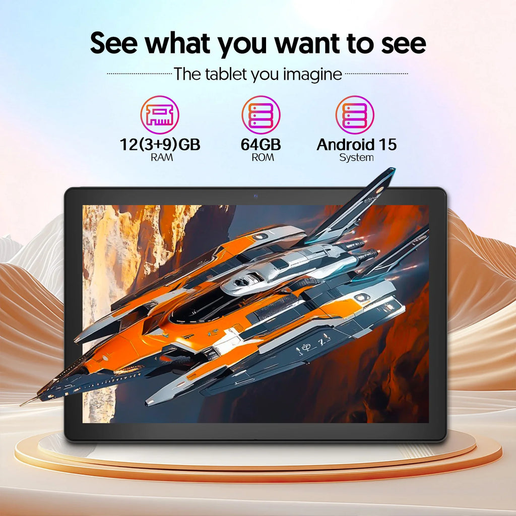 Tablet Android 15 BAKEN 10 pulgadas 12GB RAM 64GB Quad Core WiFi 5G