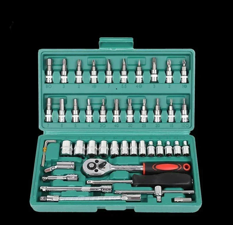 Juego de llaves de trinquete, herramienta de reparación de automóviles, llave de trinquete, destornillador, Kit profesional de metalurgia, 46 Uds.