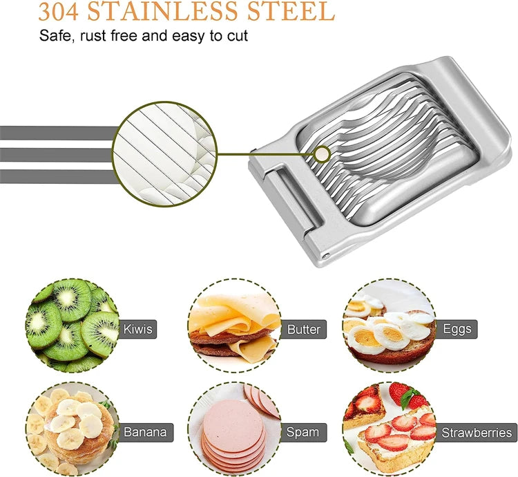 Rebanador de huevos LMETJMA para huevos duros, rebanador de huevos de alambre de acero inoxidable, cortador de cocina, rebanador de setas y fresas JT188