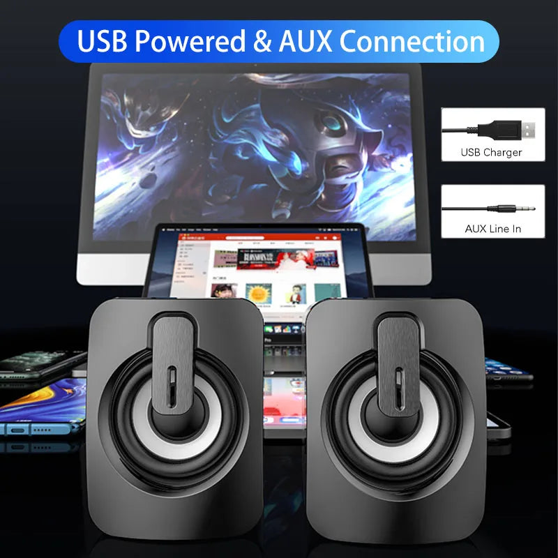 Altavoz estéreo USB inalámbrico con Bluetooth para ordenador de escritorio, portátil, PC, caja de sonido de música Musical para el hogar, Bluetooth, Altavoces