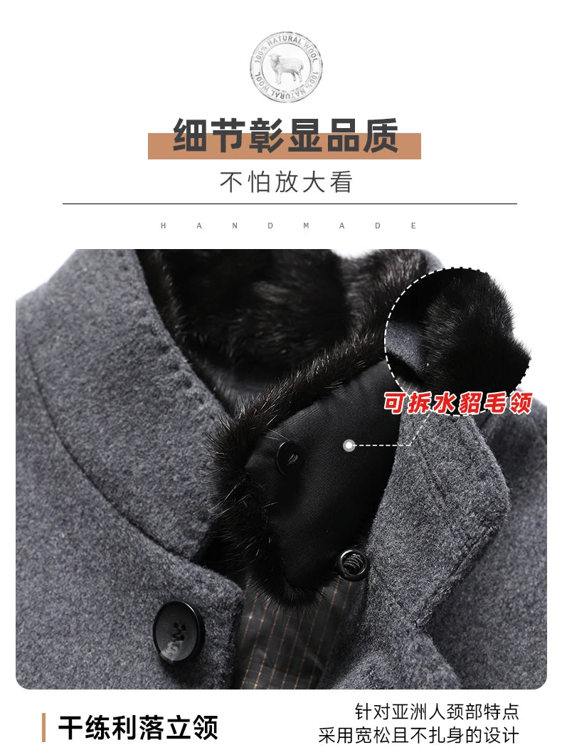 Abrigo de Lana con Plumón Desmontable para Hombre – Otoño/Invierno