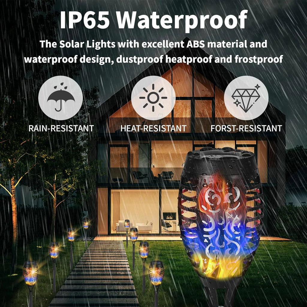 Luces Solares Antorcha Llama Solar RGB 12LED para Jardín Pack x6