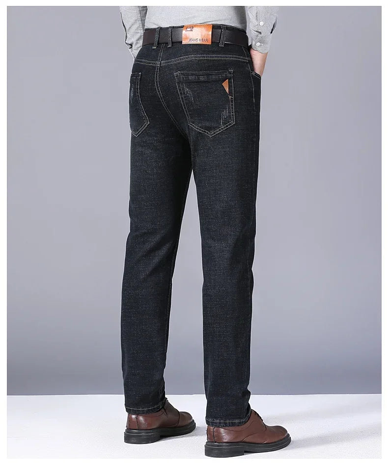 Pantalones Vaqueros Rectos para Hombre, Ajustados Elásticos, Negocios