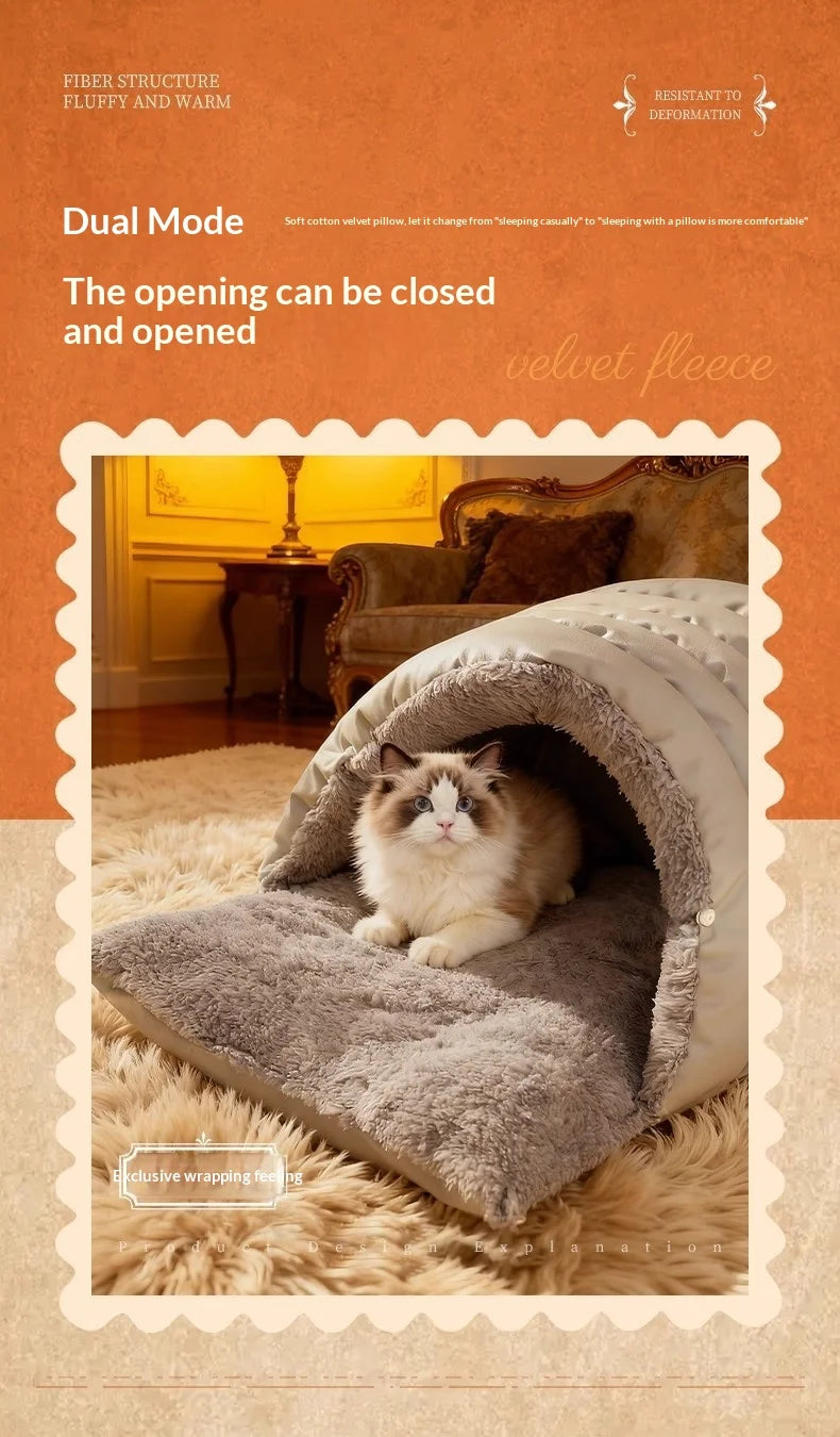 Cama Cueva para Gatos - Suave, Lavable y Antideslizante