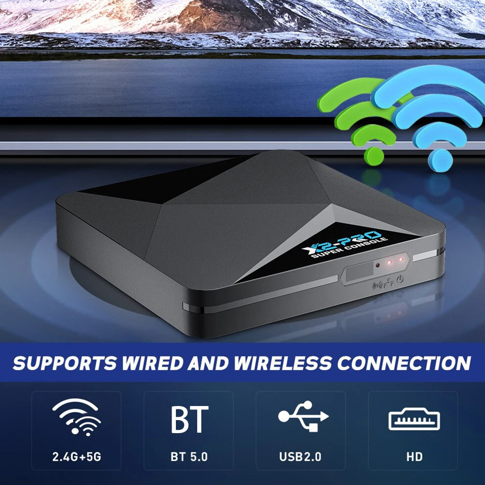 Consola de Videojuegos X2 Pro WiFi con Más de 35000 Juegos Integrados, Consola Retro para el Hogar con Controles Inalámbricos para Arcade/DC/MAME/SS