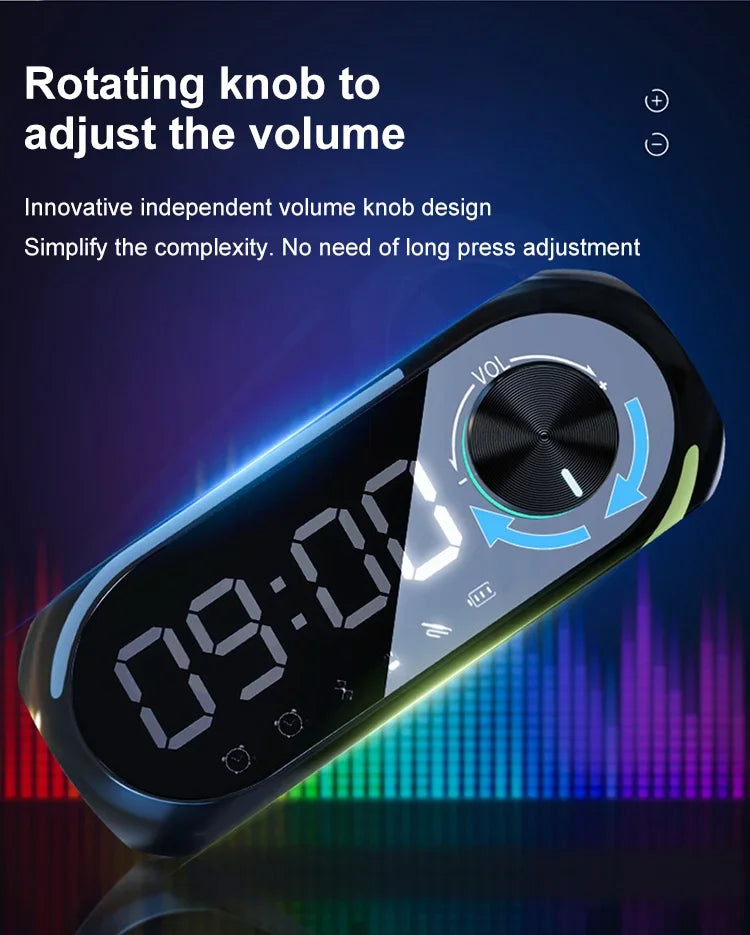 Altavoz Bluetooth Inalámbrico, Reloj Despertador, Radio FM Portátil, Subwoofer, Caja de Sonido, Mini Lámpara, Woofers, Caixa De Som, Coluna, Bocina