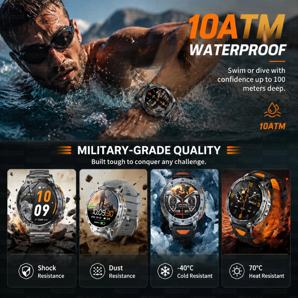 Reloj Inteligente Militar 1400mAh 10ATM SOS