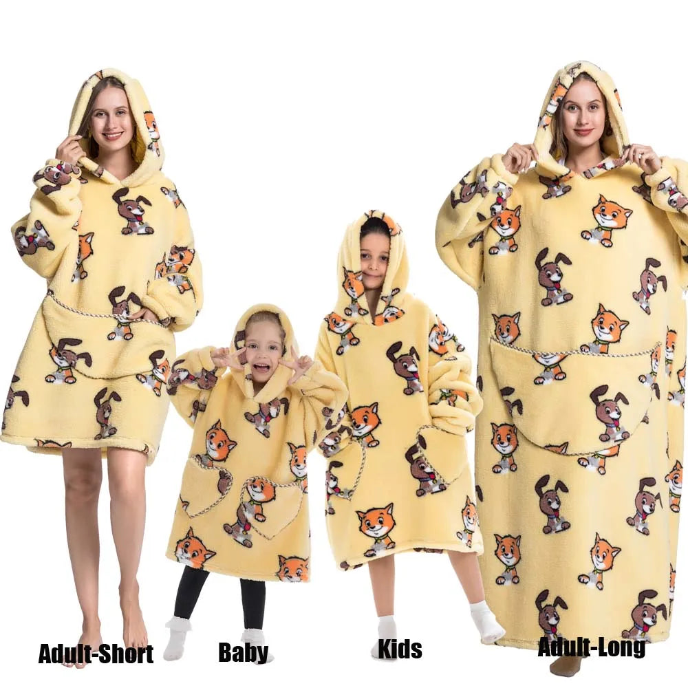 Sudaderas con capucha de invierno para hombre y mujer, jersey de lana gigante para TV, manta de gran tamaño con mangas, ropa de calabaza de Halloween para adultos