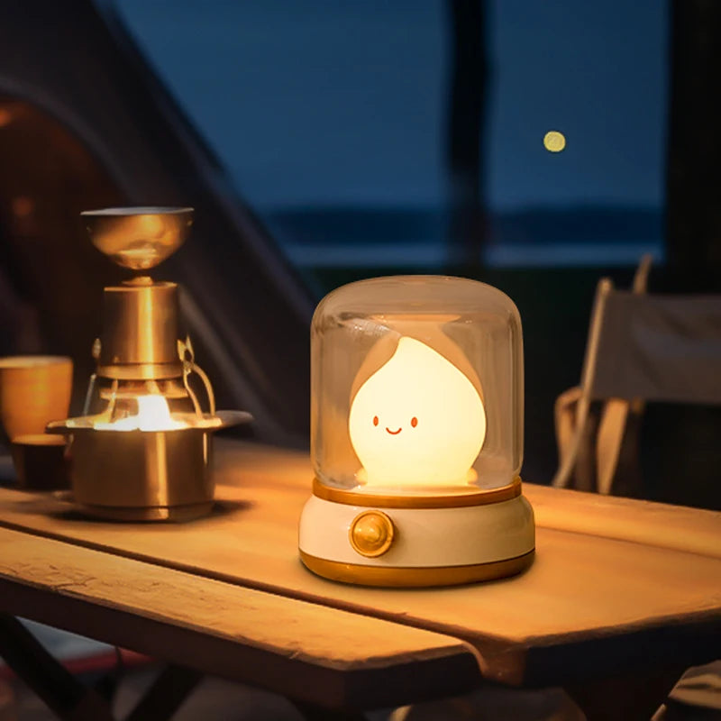 Luz nocturna con forma de vela, bonita lámpara de llama, luz decorativa LED de escritorio, luz nocturna recargable por USB, regalo creativo para dormitorio para niños
