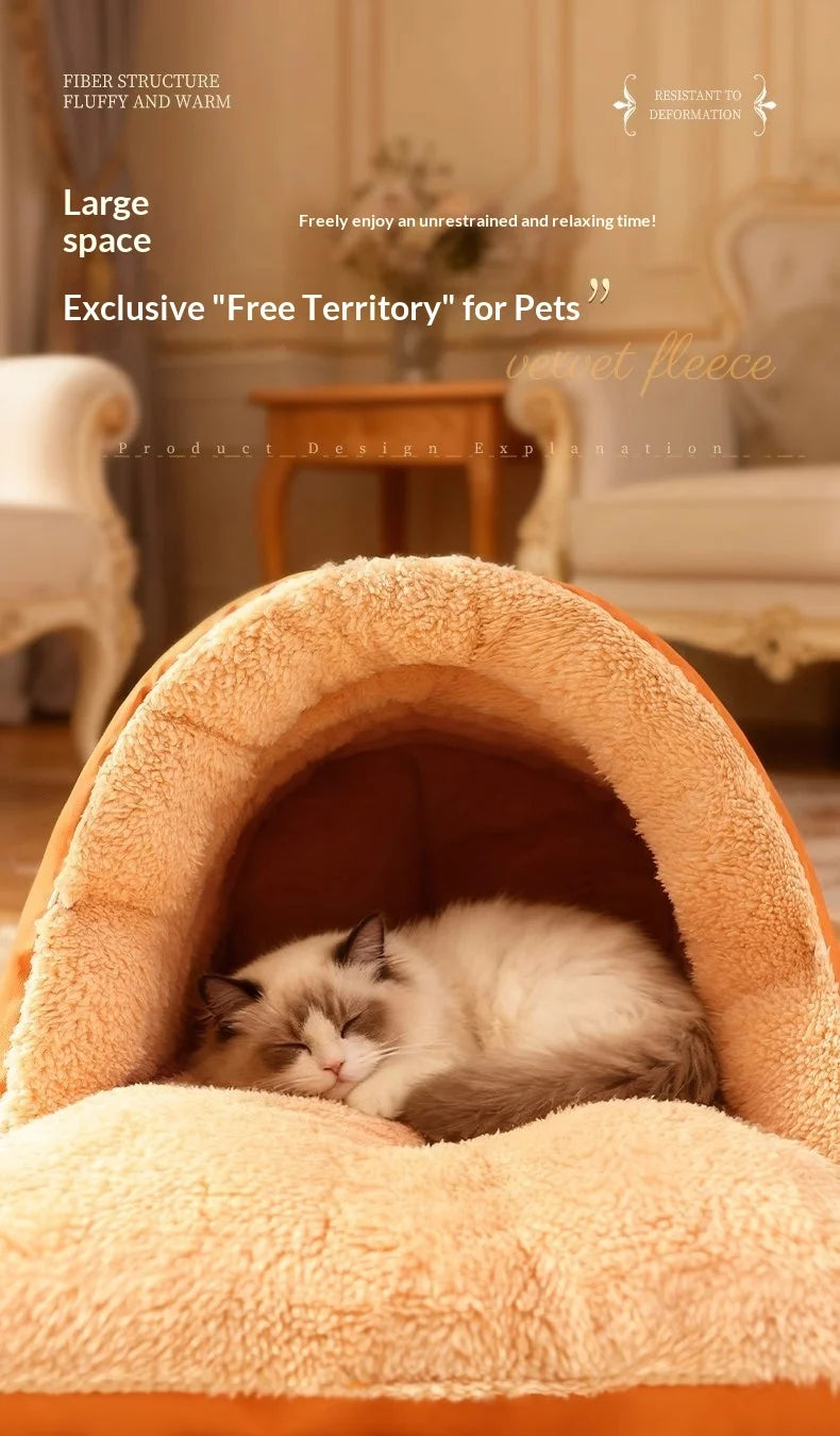 Cama Cueva para Gatos - Suave, Lavable y Antideslizante