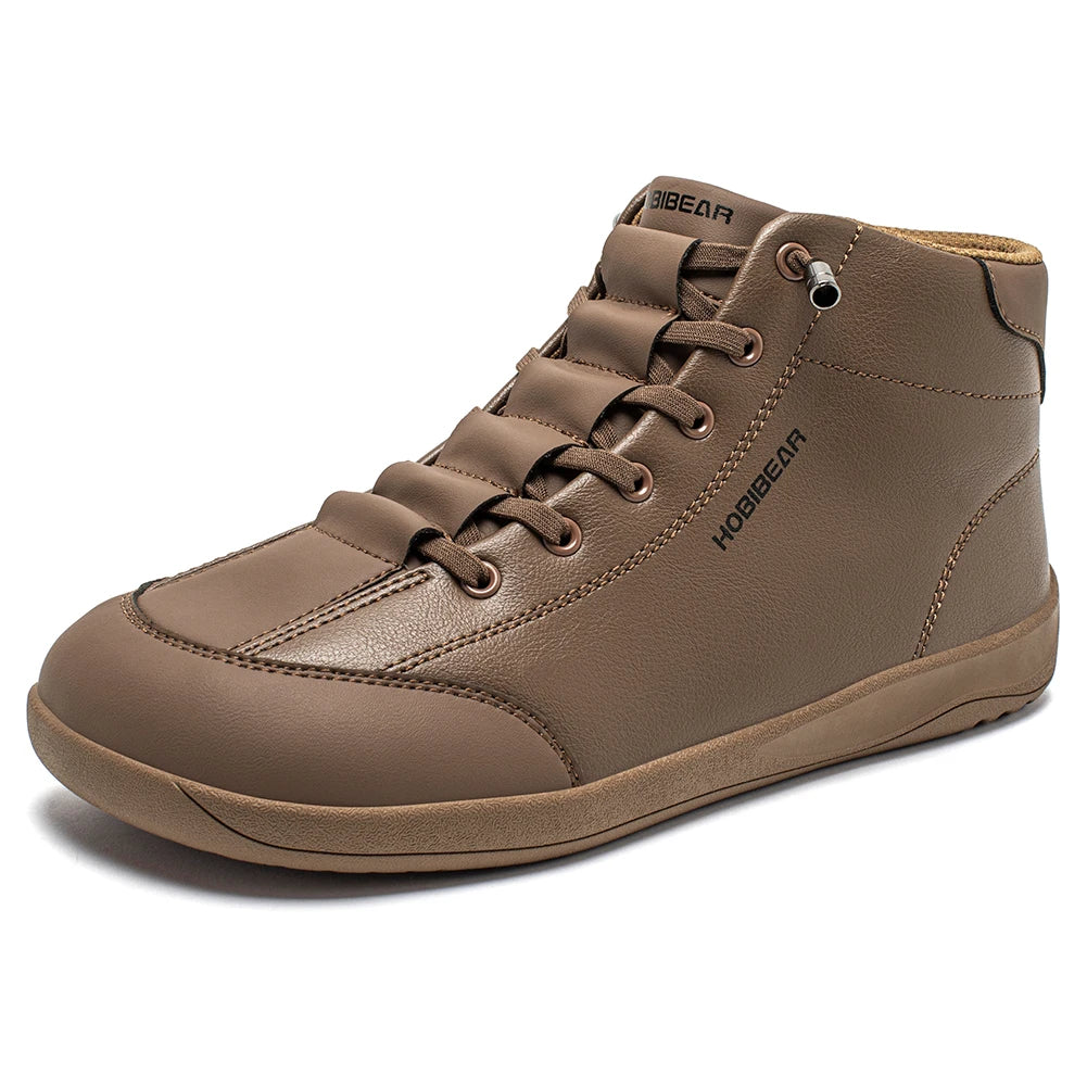 HOBIBEAR Zapatos descalzos de caña media, botines minimalistas con punta ancha Unisex, zapatillas antideslizantes de cuero Artificial para exteriores