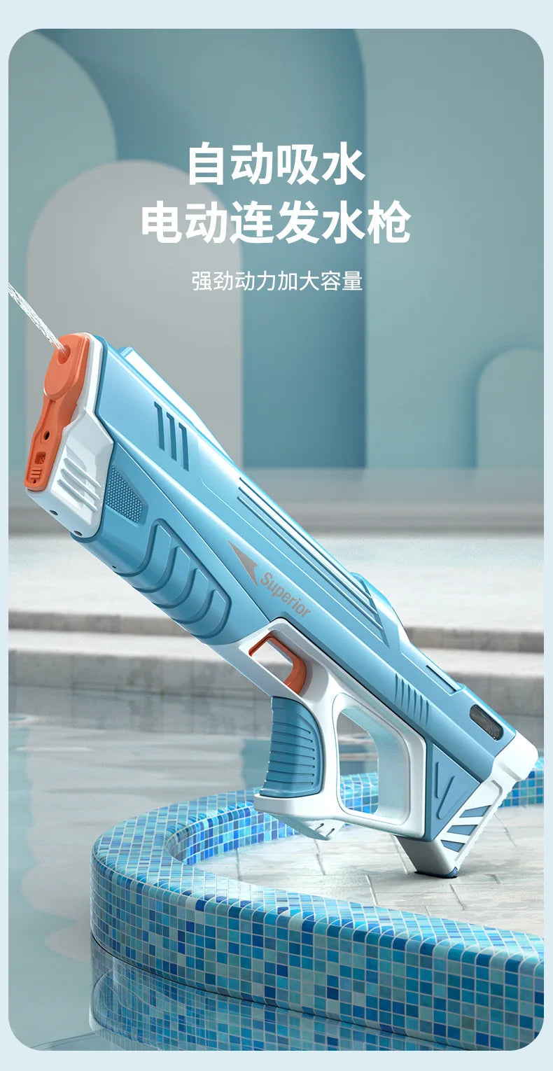 Pistola de agua eléctrica para niños, juguete con ráfagas de alta presión, carga fuerte, rociador automático de agua, pistolas de juguete