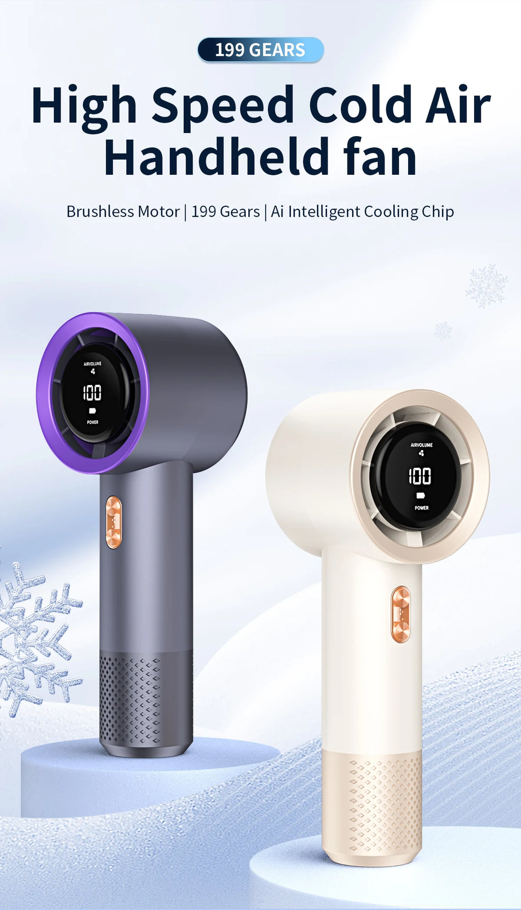 Mini aire acondicionado portátil con ventilador de alta velocidad con seis ventiladores y 199 niveles de ajuste infinito
