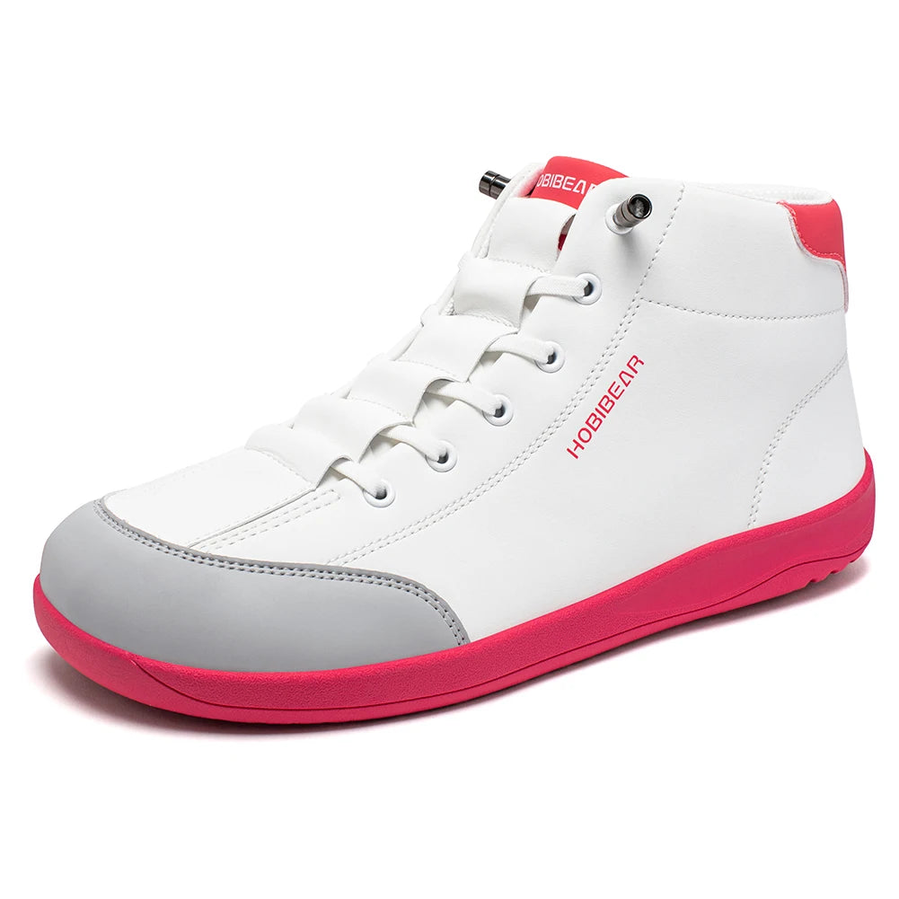 HOBIBEAR Zapatos descalzos de caña media, botines minimalistas con punta ancha Unisex, zapatillas antideslizantes de cuero Artificial para exteriores