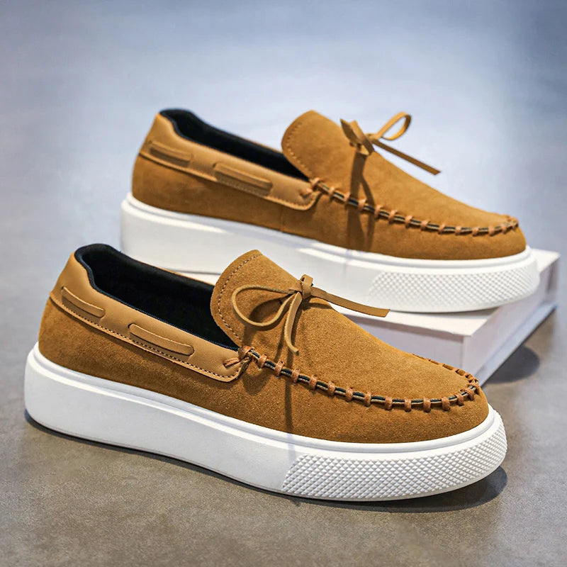 Mocasines casuales de estilo británico para hombre, cuero transpirable, antideslizantes