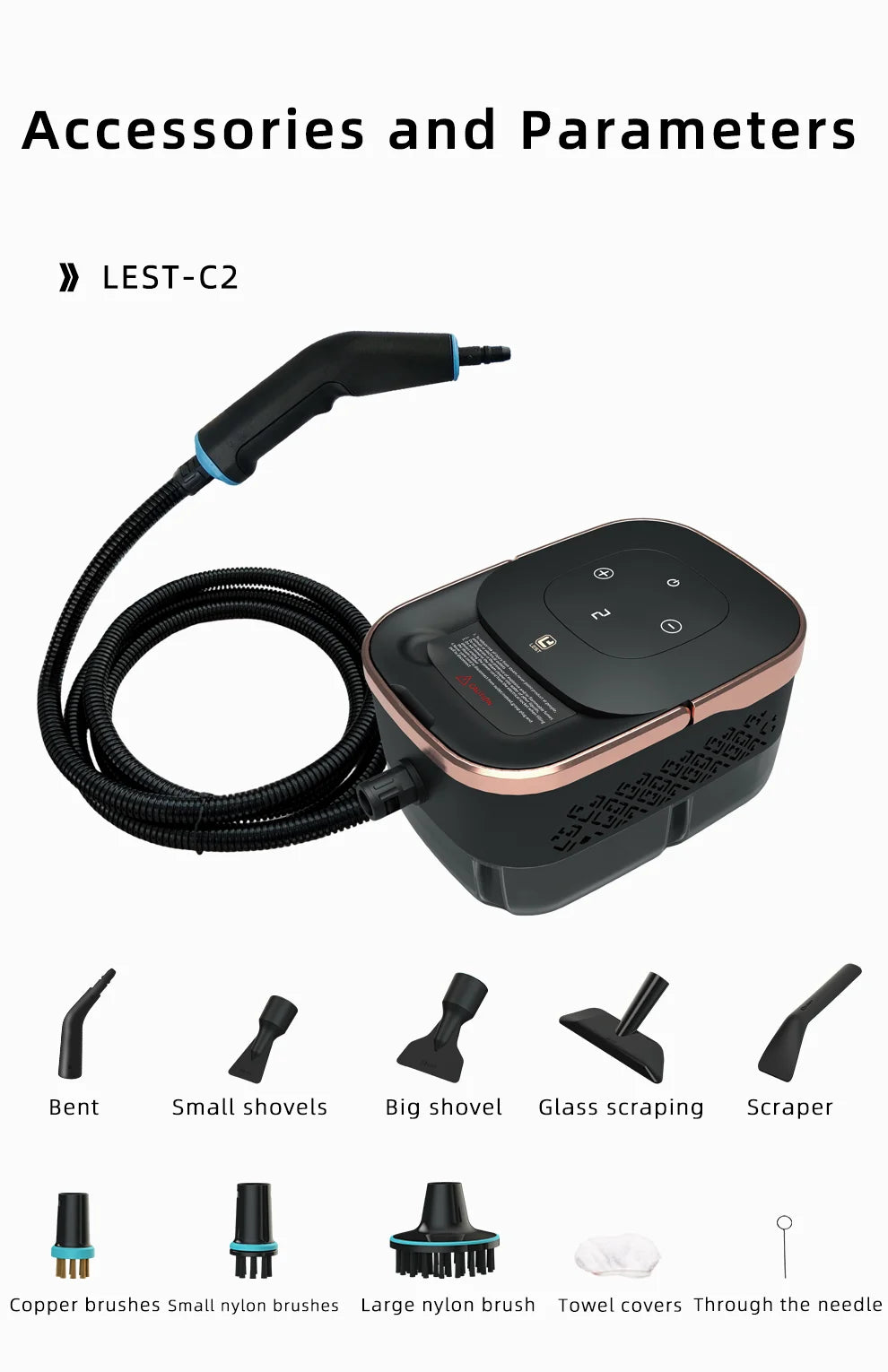 Limpiador a vapor portátil de alta temperatura de 2500W para aire acondicionado, campanas de cocina, coches, suelos y más.