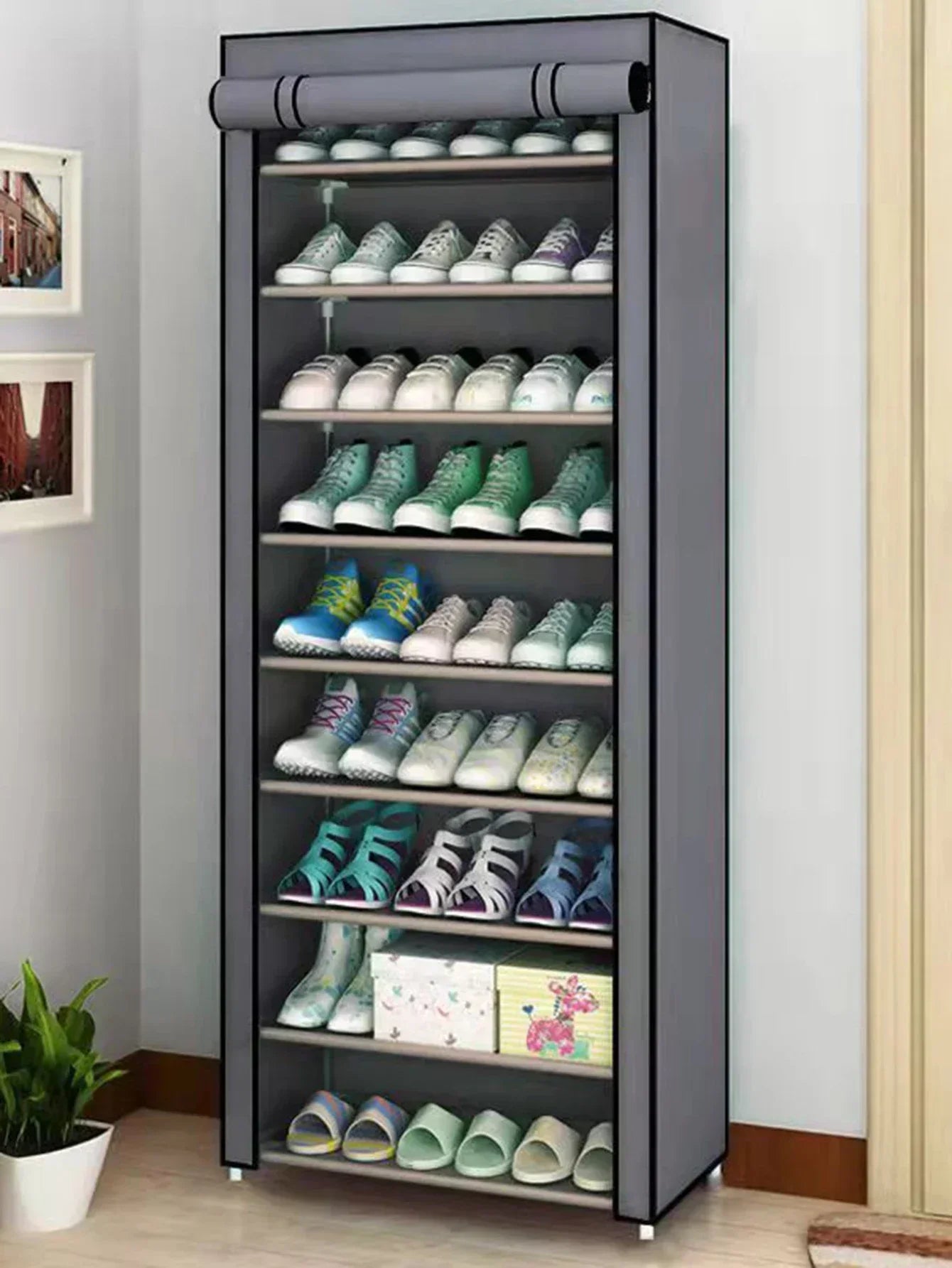 Armario de zapatos de 10/8/6 capas, organizador de tela a prueba de polvo, soporte para pasillo, estante para ahorrar espacio, muebles para el hogar, Zapatero de almacenamiento