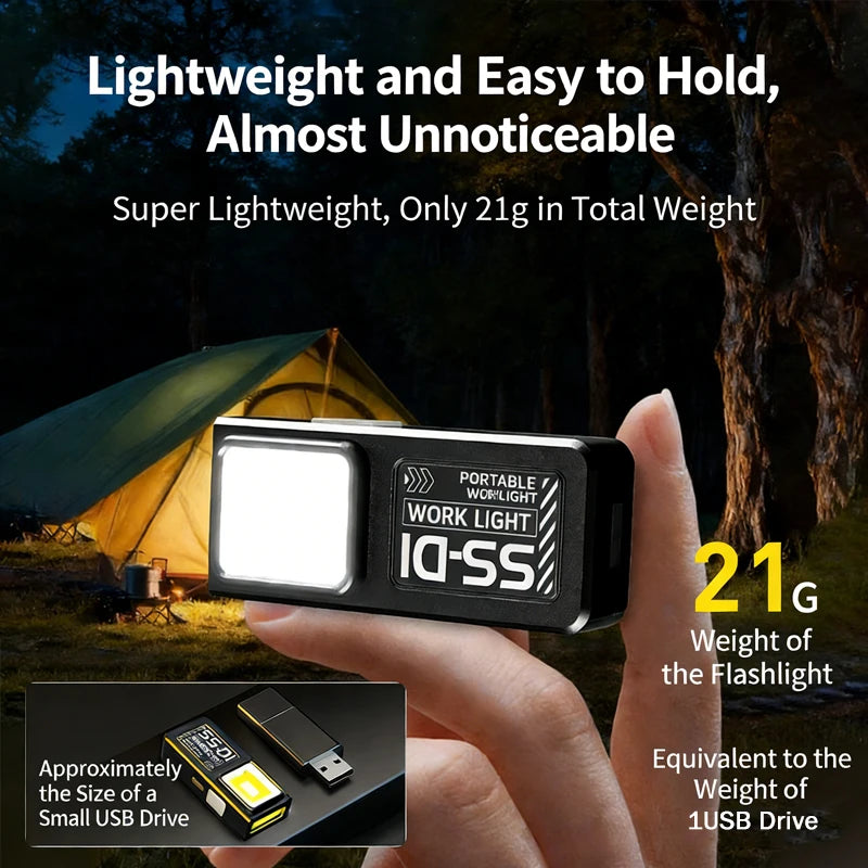 Minilinterna LED COB Tipo C Recargable con Clip Magnético