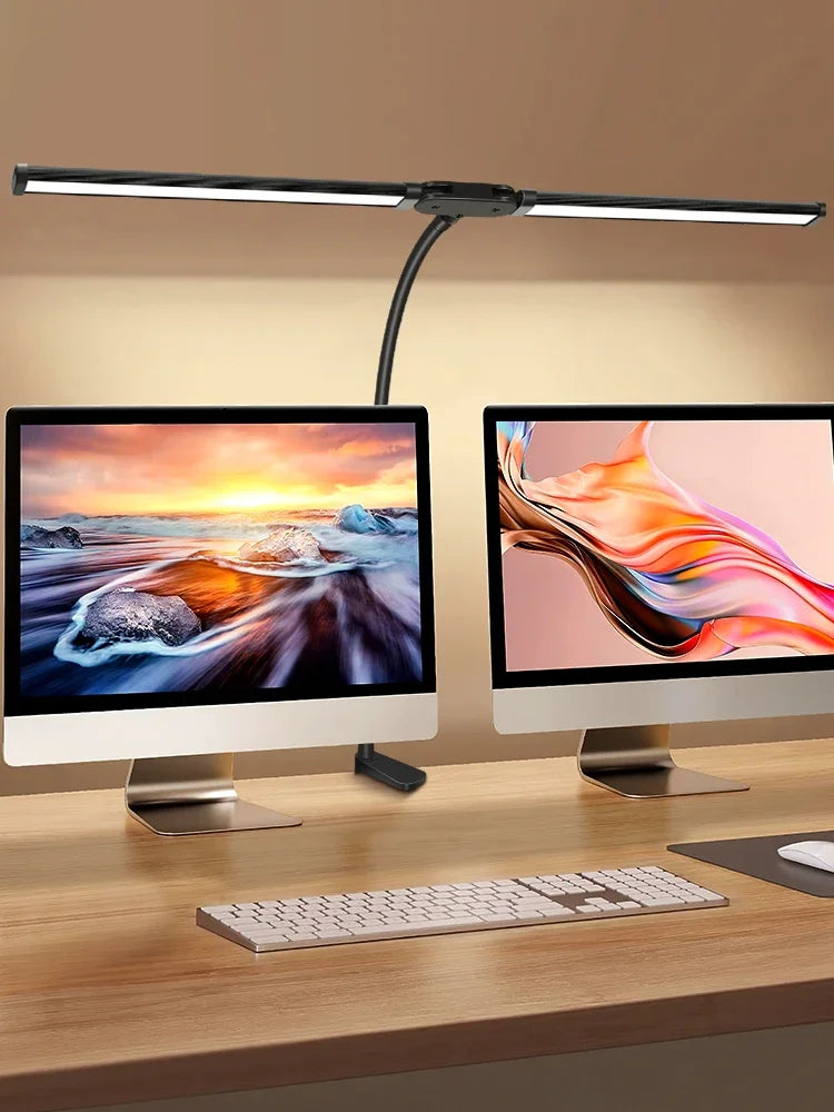 Lámpara de escritorio con Clip LED de doble cabezal, lámpara de mesa de arquitecto para iluminación de oficina en casa, 3 modos de Color y 10 lámparas de escritorio regulables con protección ocular