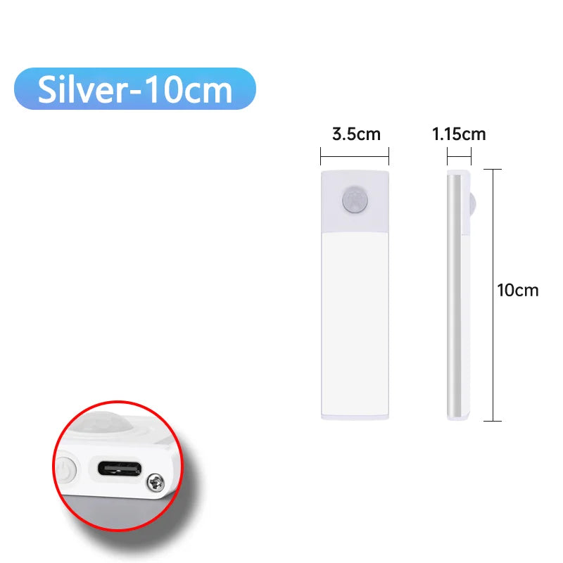 Luz Nocturna LED con Sensor de Movimiento Recargable USB
