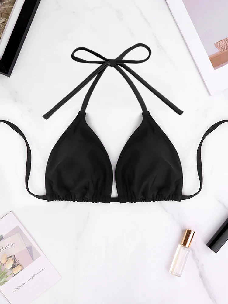 Top Bikini Sexy para mujer con cuello colgante y tiras