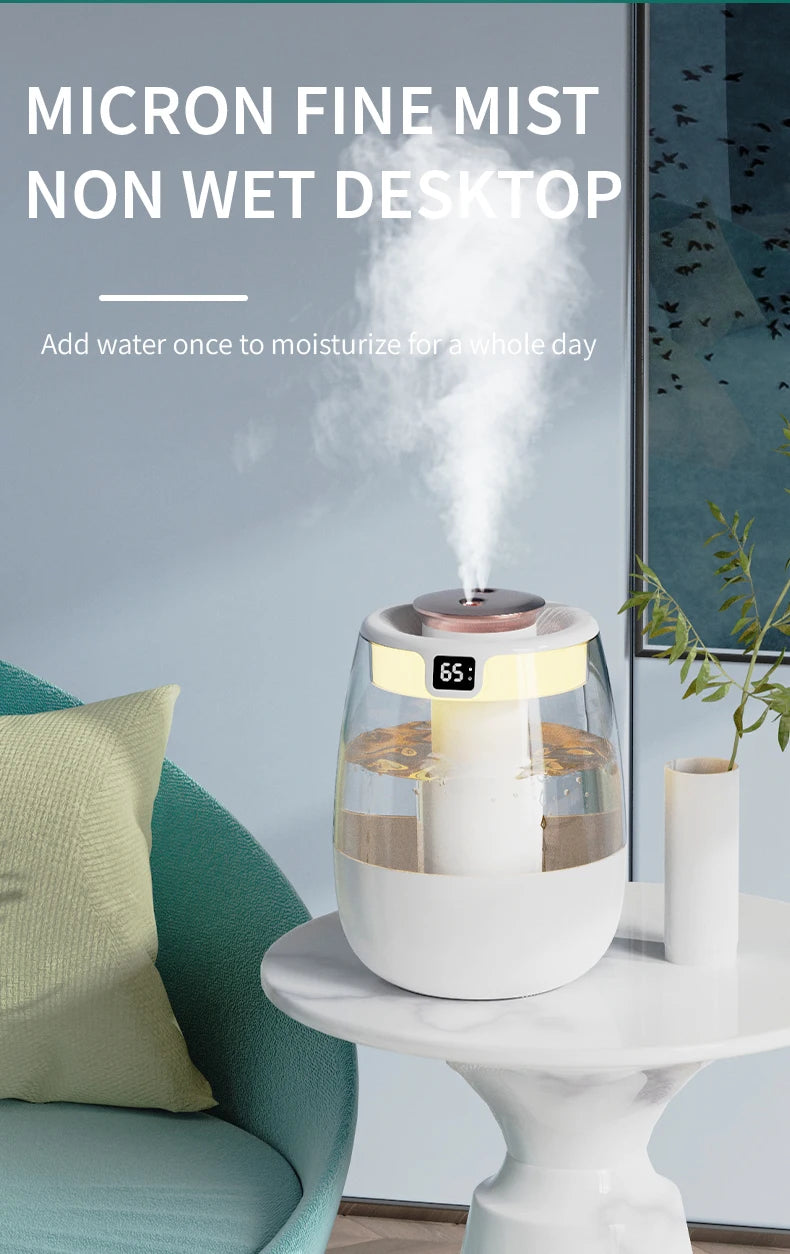 Tres modos de humidificador opcional, doble pulverización para el hogar y la Oficina, suplemento de agua y aire con pulverizador grande, pantalla digital inteligente