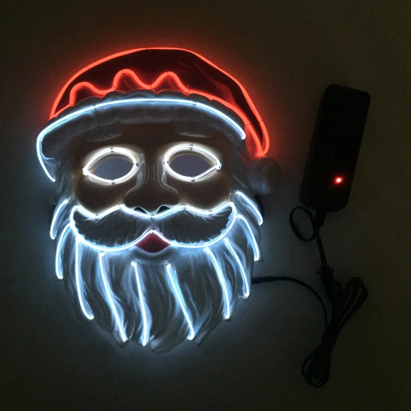 Máscara de fiesta de Navidad, mascarada de Navidad, Cosplay, Papá Noel, máscara LED, accesorios divertidos para disfraz de fiesta, regalo de Navidad, juguete para niños