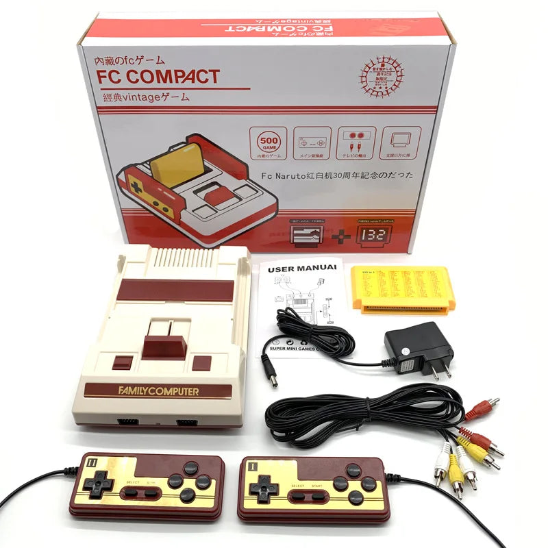 Consola FC de juegos clásicos 500 en 1, consola de juegos de ordenador familiar en rojo y blanco, salida AV de 8 bits, juegos familiares, puerto de TV y vídeo