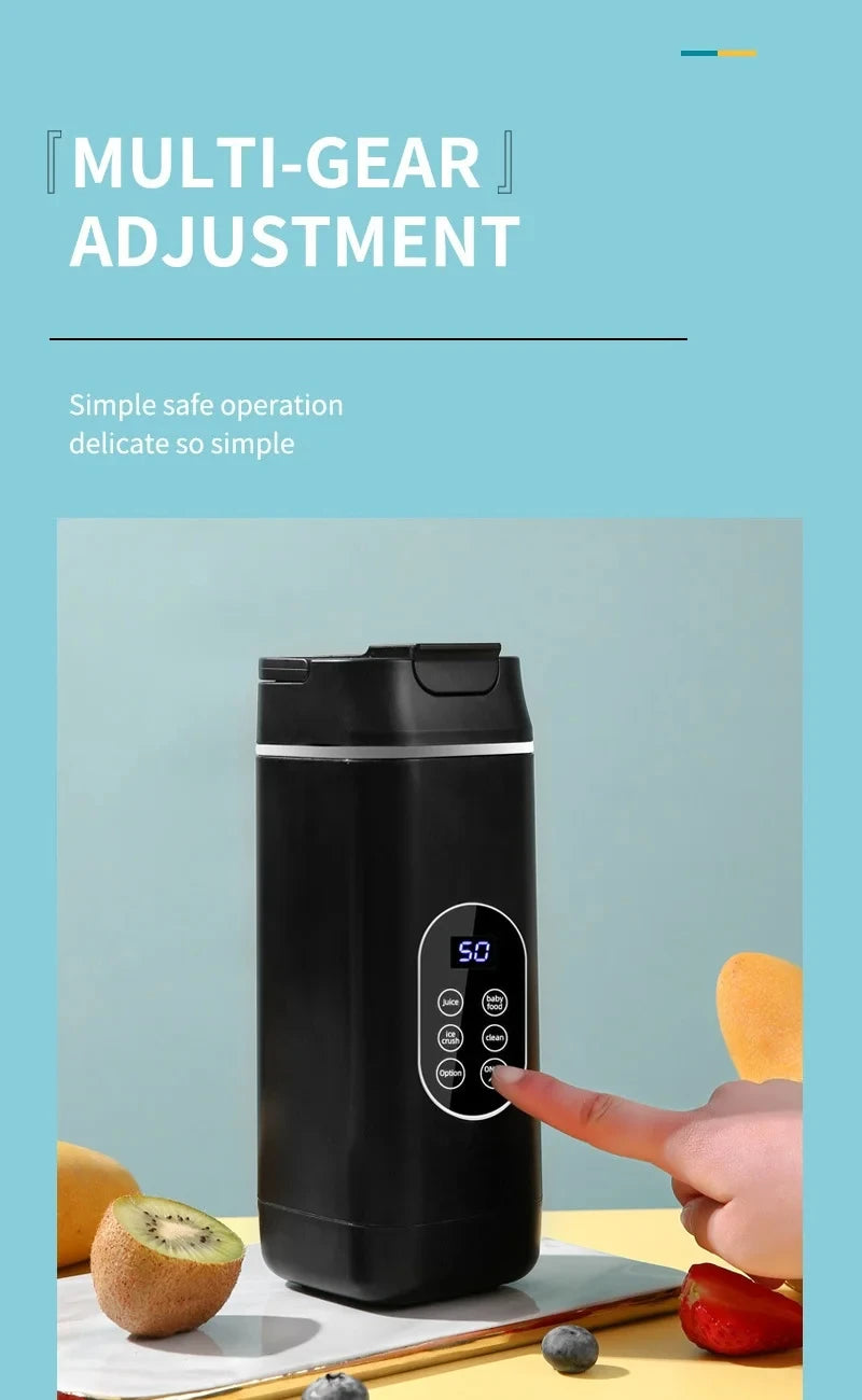 Exprimidor Portátil Recargable USB con 12 Cuchillas para Hielo