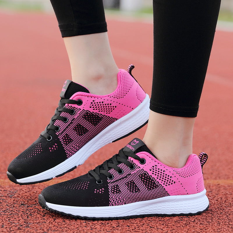 Zapatillas transpirables para correr para mujer, zapatillas deportivas ligeras antideslizantes para mujer, zapatillas suaves para exteriores con cordones, tenis de moda