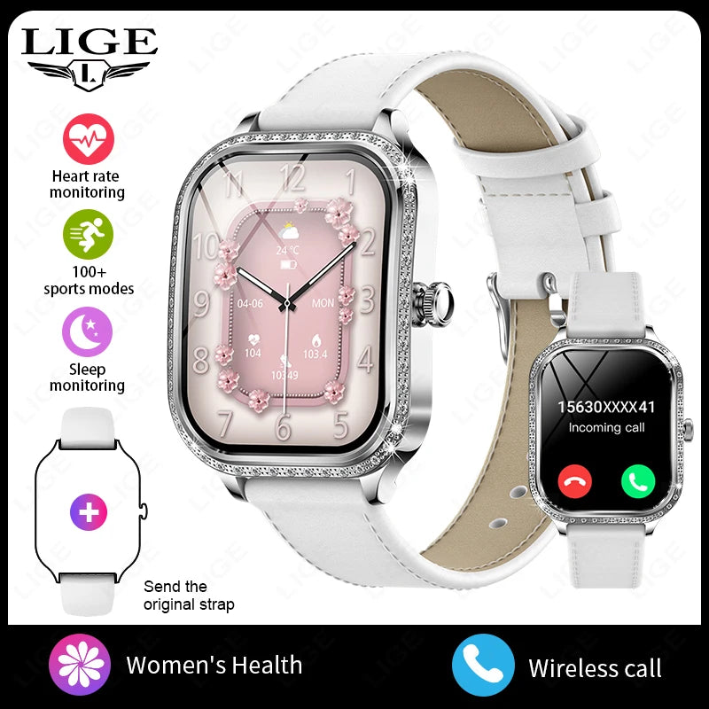 Smartwatch para mujer con pantalla curva HD 1.75 pulgadas y llamadas Bluetooth