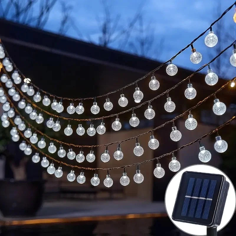 Cadena de Luces Solar LED Bola de Cristal 200 LEDs para Jardín