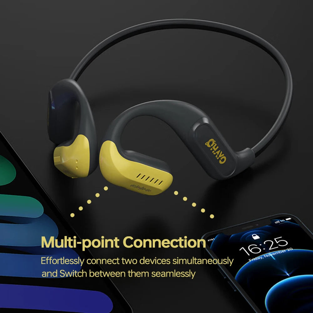 Ohayo-reproductor de MP3, auriculares Bluetooth con almacenamiento de 4GB, auriculares abiertos, tira de luces impermeable IPX7 para correr