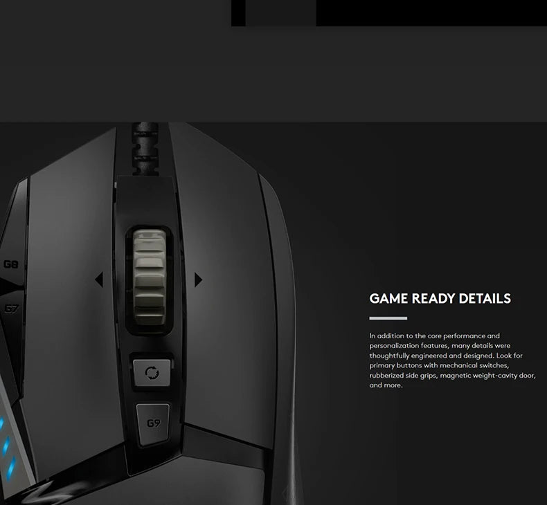 Logitech G502 HERO Ratón para juegos con cable de alto rendimiento, sensor HERO 25K, 25,600 DPI, RGB, pesas ajustables, 11 programables