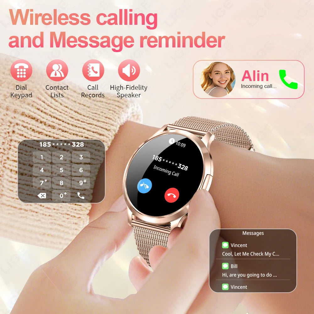 Reloj Inteligente LIGE AMOLED Curva 3D para Mujer