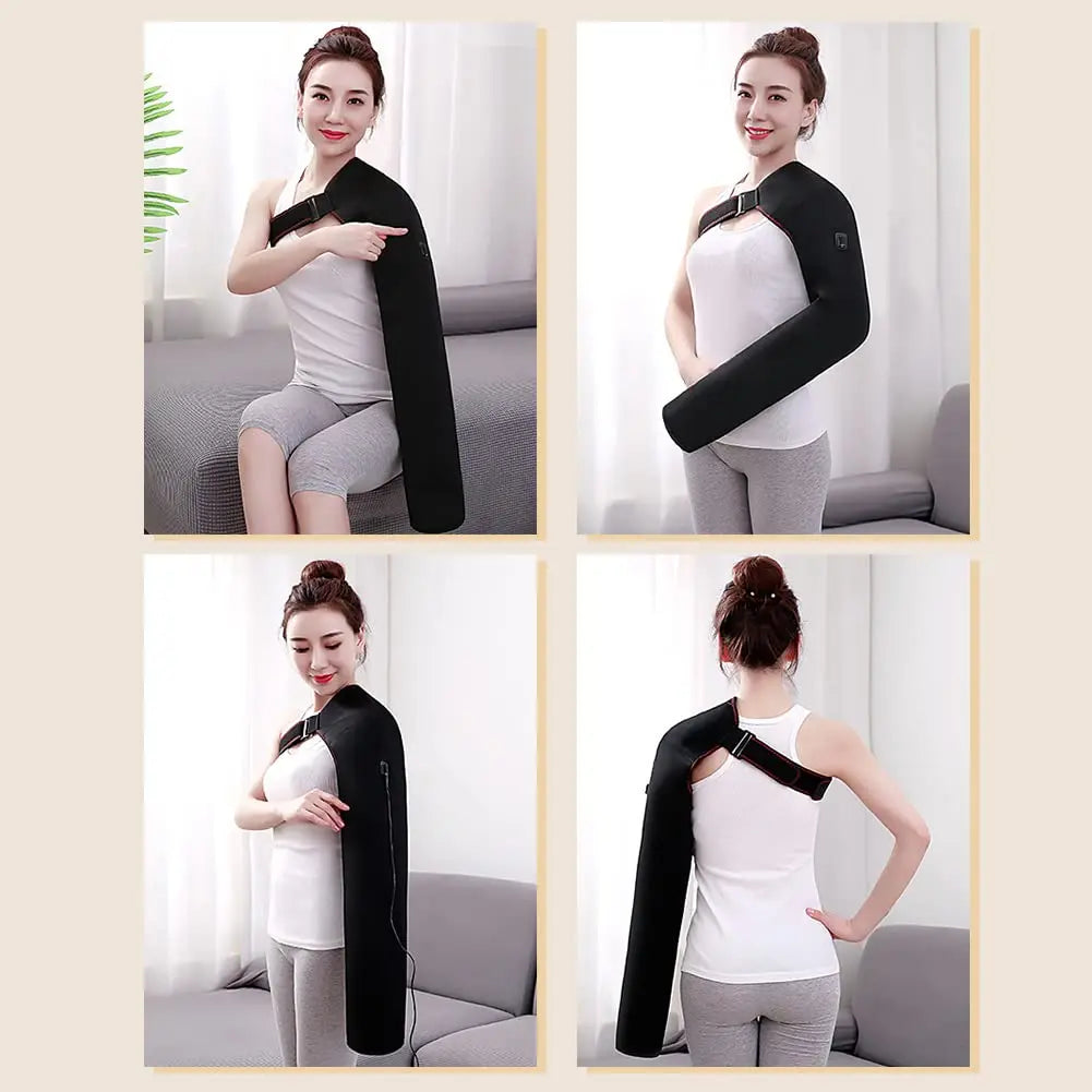 Soporte de Brazo Largo con Calefacción y Masaje, Faja Eléctrica Térmica para Alivio del Dolor de Hombro, Brazo, Codo, Muñeca y Mano