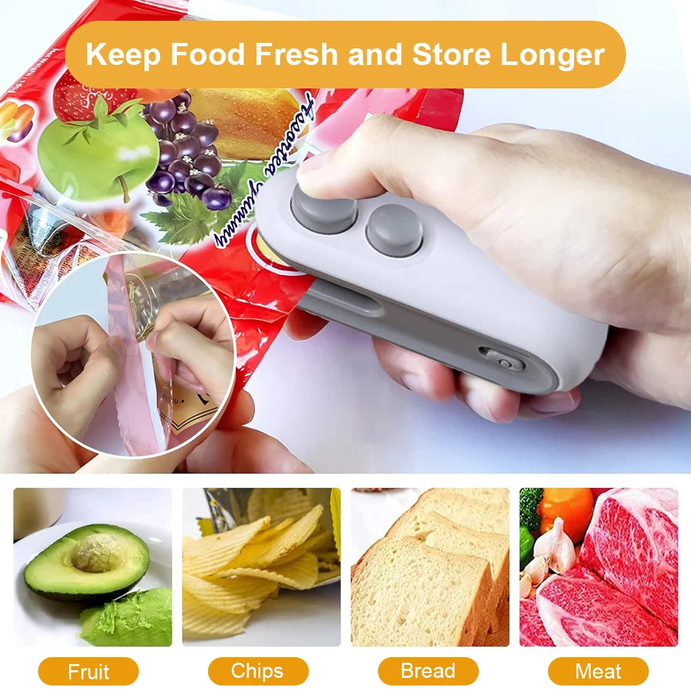 Mini selladora de bolsas recargable para conservar alimentos frescos