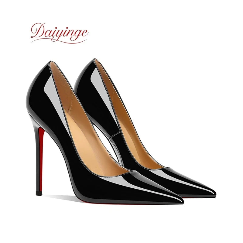 Zapatos de Tacon de Aguja con Suela Roja para Mujer, Punta Fina