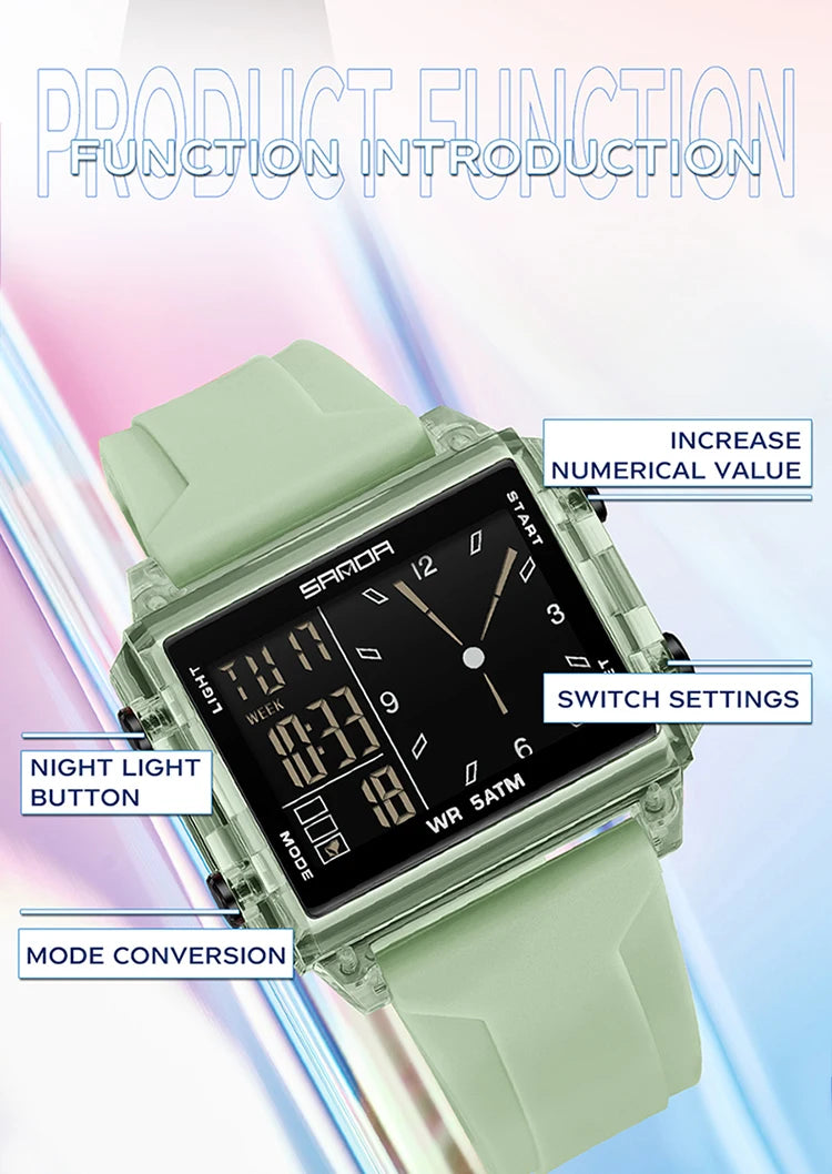 Reloj Digital SANDA Deportivo para Hombre Multifunción Luminoso