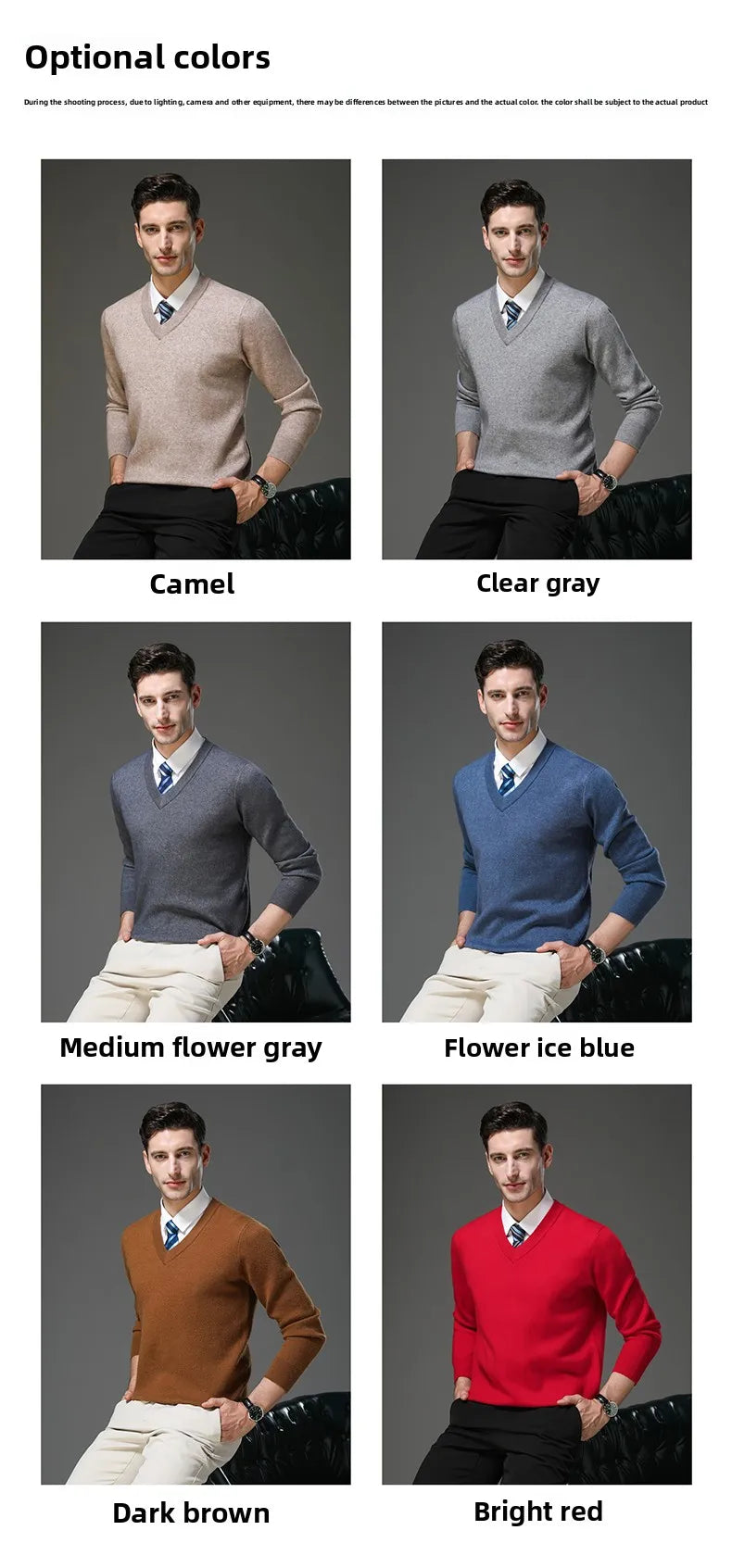 Suéter de Punto Grueso Antipilling para Hombre - Cuello en V