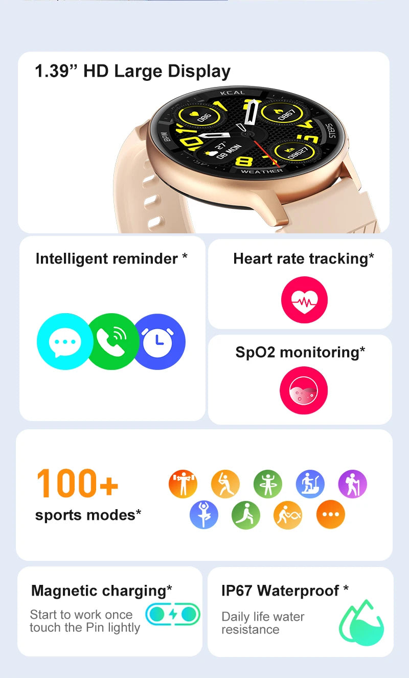 LIGE Reloj Inteligente Mujer Esfera Personalizada